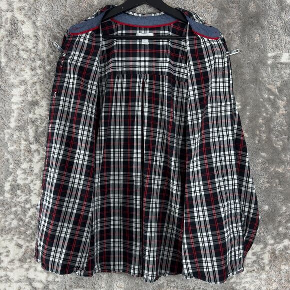 Charter Club Womens Plus Size 3X Plaid Button Shirt Black Red Long Sleeve Casual - Picture 3 of 7